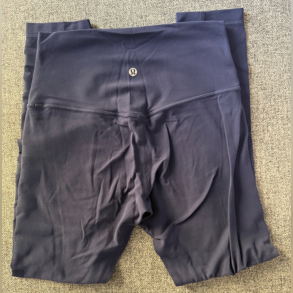 Lululemon Navy Blue Align leggings with graphic